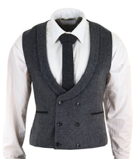 Mens Double Breasted Tweed Waistcoat
