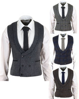 Mens Double Breasted Tweed Waistcoat