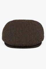 Heren platte pet wol visgraat bruin tweed klassiek jaren 20 unisex Del Boy