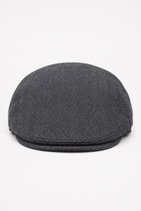 Heren platte pet wol visgraat antraciet tweed klassiek jaren 20 unisex Del Boy