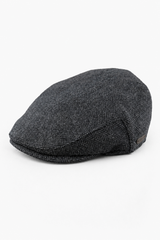 Heren platte pet wol visgraat antraciet tweed klassiek jaren 20 unisex Del Boy