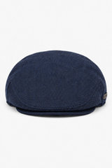 Heren platte pet wol visgraat marineblauw tweed klassiek jaren 20 unisex Del Boy