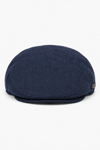 Heren platte pet wol visgraat marineblauw tweed klassiek jaren 20 unisex Del Boy