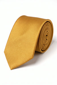 Gouden, smalle stropdas voor heren in effen kleur.