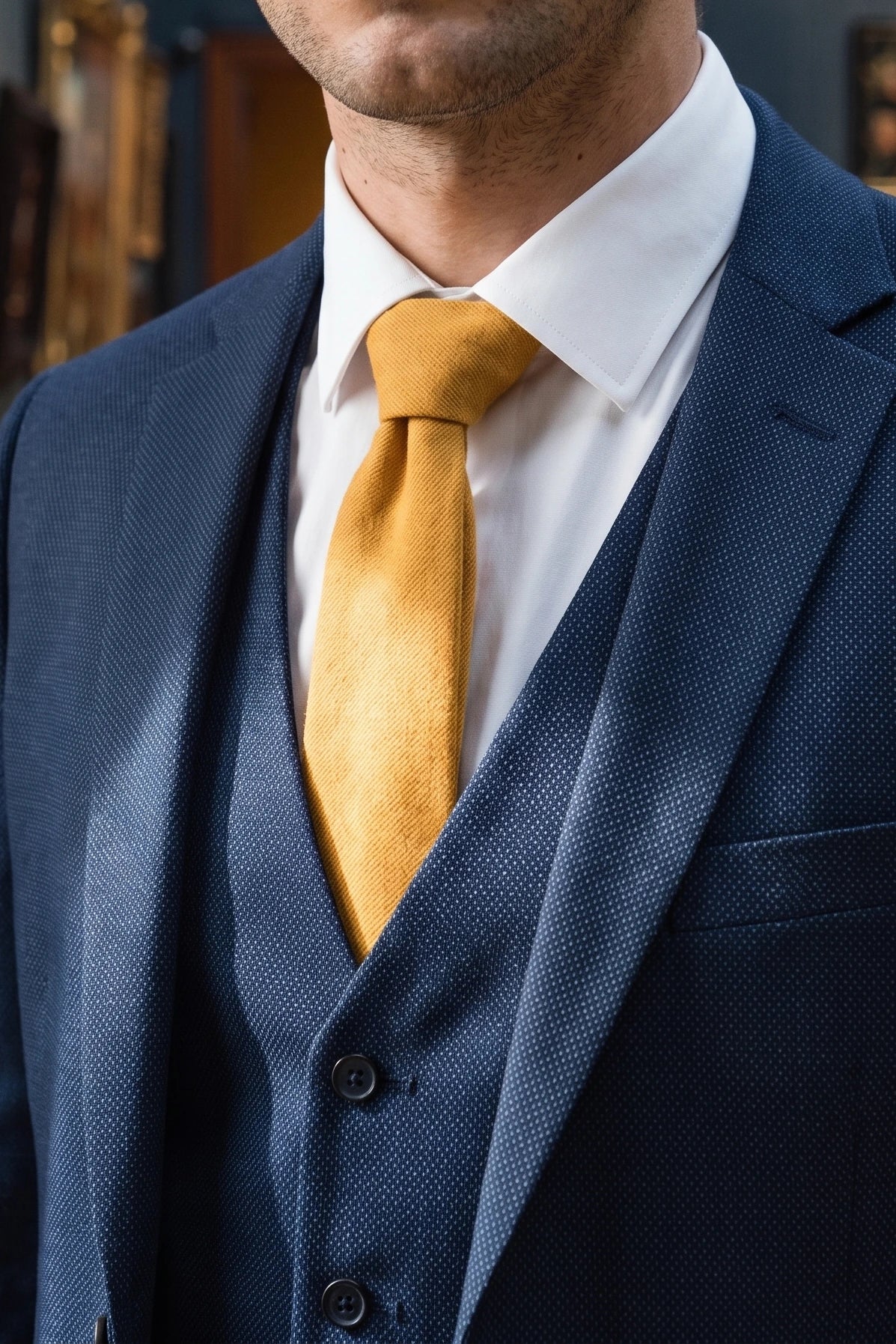 Gouden herendas met suède afwerking