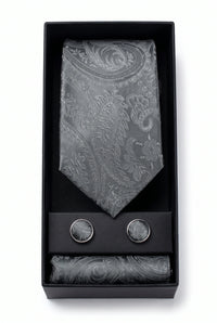 Cadeauset met grijze paisley stropdas voor heren