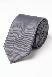 Grijze, smalle herenstropdas van 6 cm, effen kleur.