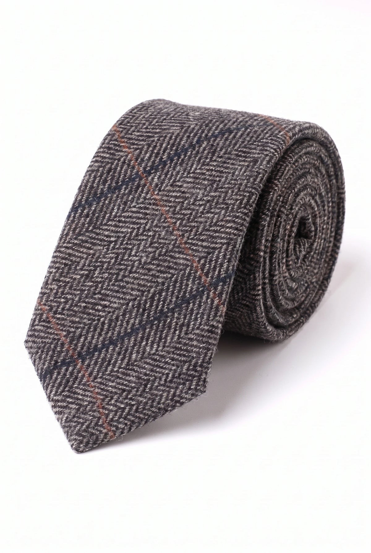 Grijze stropdas van wolmix tweed voor heren