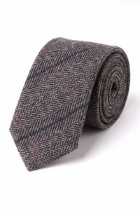Grijze stropdas van wolmix tweed voor heren
