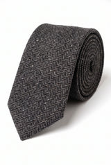 Grijze stropdas van wolmix tweed voor heren