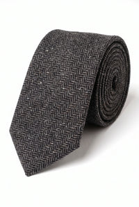 Grijze stropdas van wolmix tweed voor heren