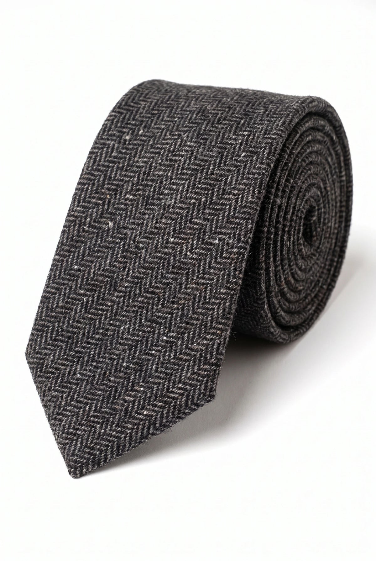 Grijze stropdas van wolmix tweed voor heren