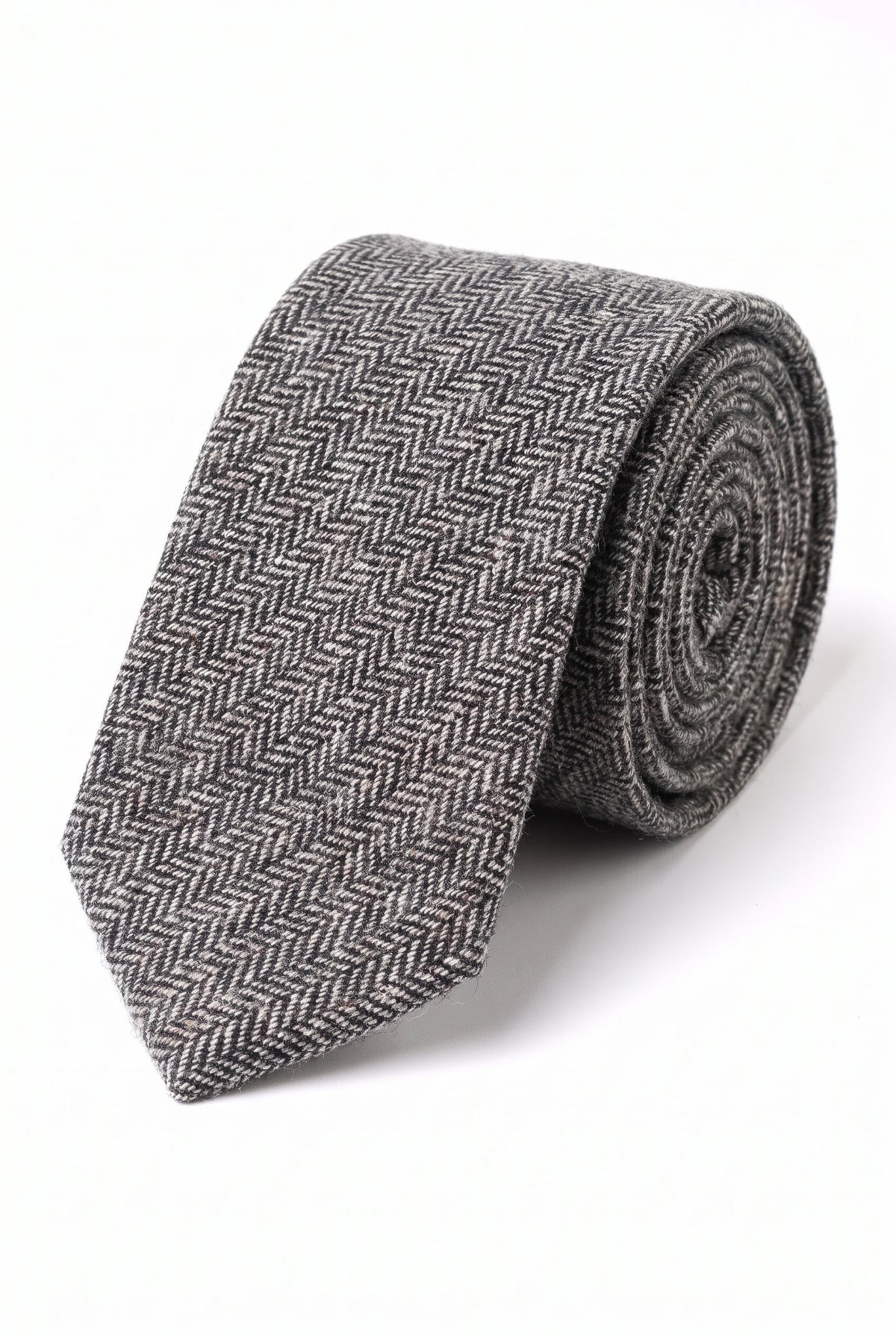 Grijze stropdas van wolmix tweed voor heren