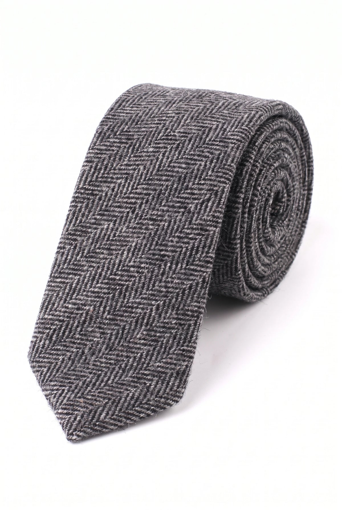 Grijze stropdas van wolmix tweed voor heren