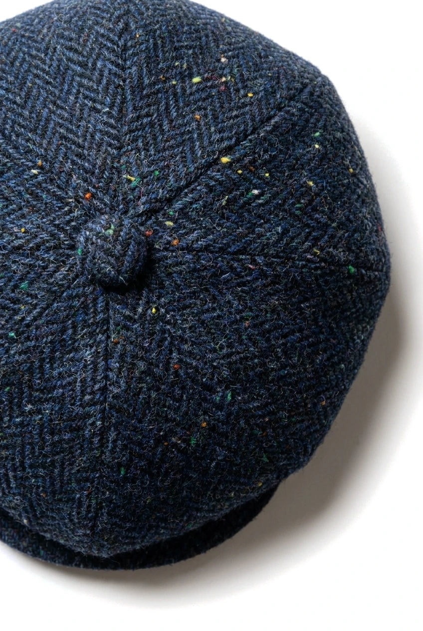 Heren Herringbone Blauwe Tweed 8 Panelen Pet