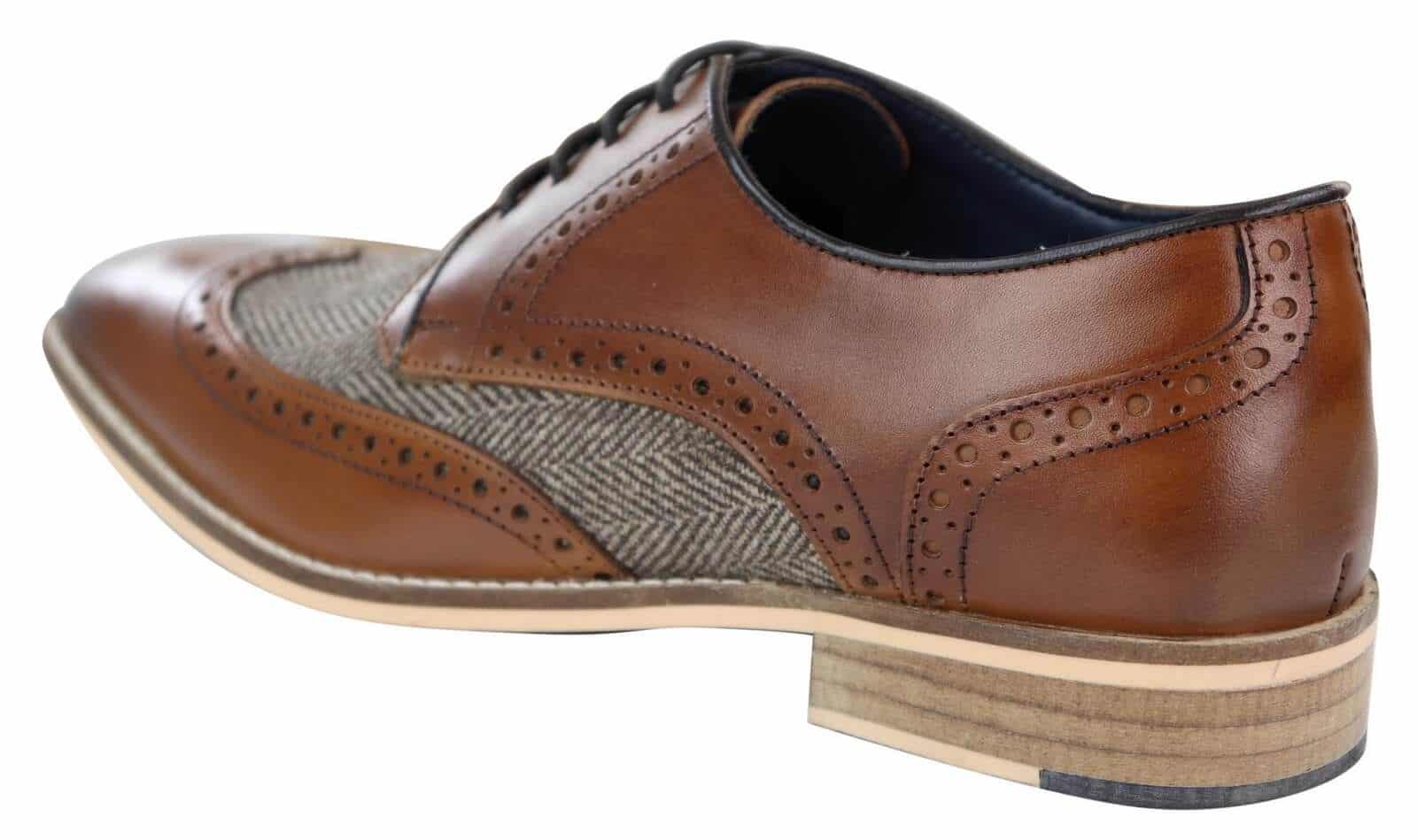 Mens Leather & Tweed 1920s Gatsby Shoes