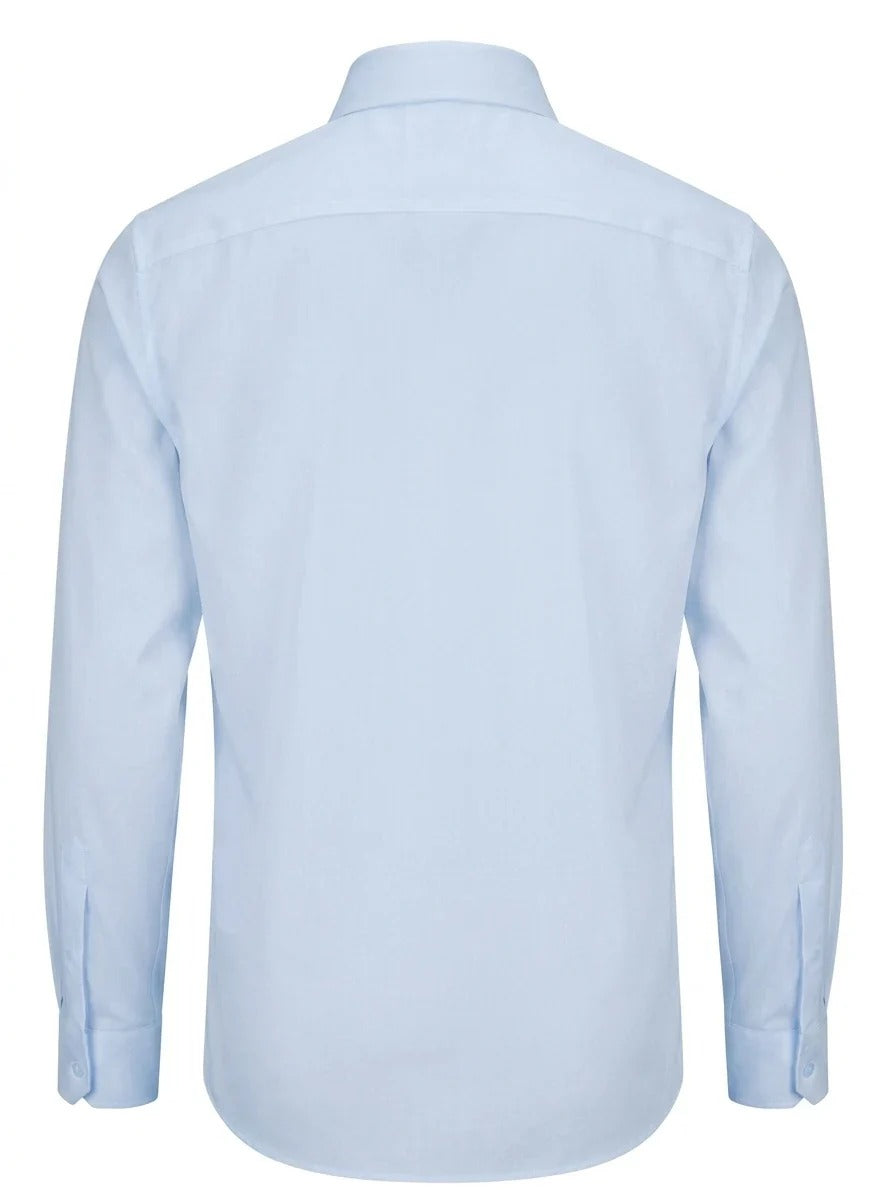 Herenoverhemd met lange mouwen en knoopsluiting - Blauw