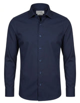 Herenoverhemd met lange mouwen en knoopsluiting - Marineblauw