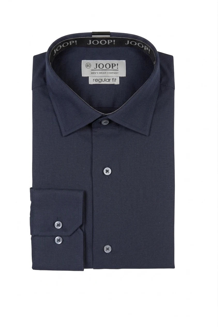 Herenoverhemd met lange mouwen en knoopsluiting - Marineblauw