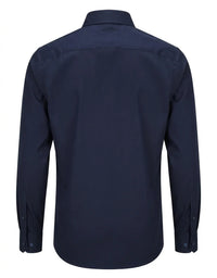 Herenoverhemd met lange mouwen en knoopsluiting - Marineblauw