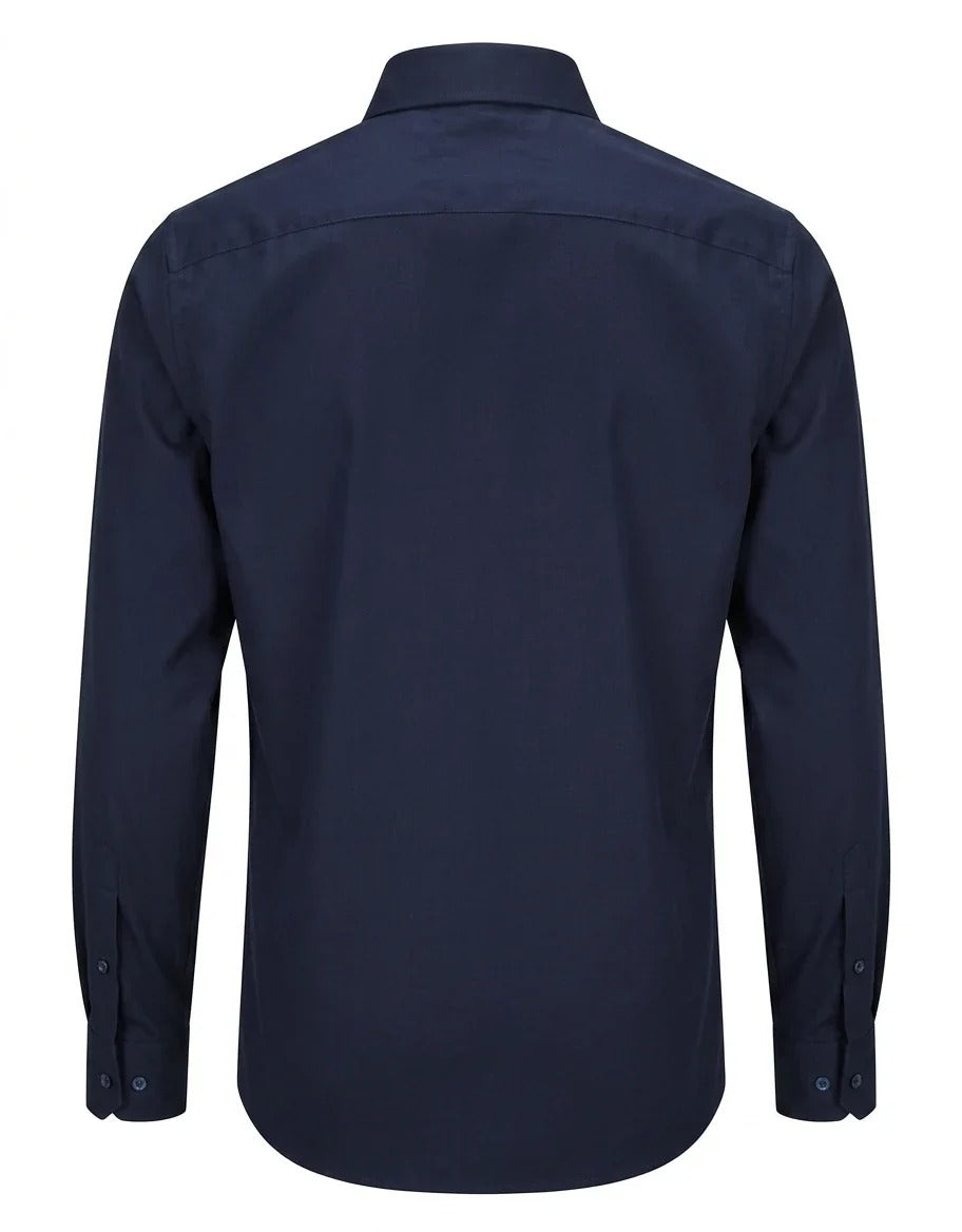 Herenoverhemd met lange mouwen en knoopsluiting - Marineblauw