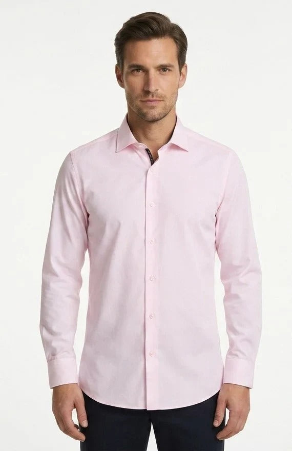 Herenoverhemd met lange mouwen en knoopsluiting - Roze