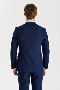 Marineblauwe Birdseye Double Breasted Blazer voor heren
