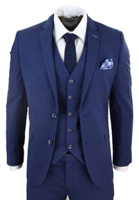 Mens Navy-Blue 3 Piece Wedding Suit