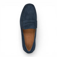 Marineblauwe suède mocassin loafers voor heren