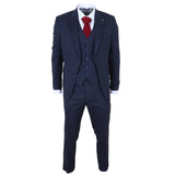 IM54 - Herenpak, marineblauw geruit, getailleerde 3-delige set