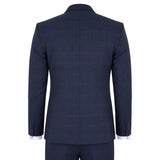 IM54 - Herenpak, marineblauw geruit, getailleerde 3-delige set