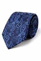 Marineblauwe herendas met paisley-patroon