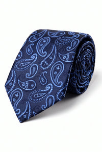 Marineblauwe herendas met paisley-patroon