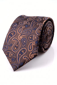 Herenstropdas in marineblauw met paisleyprint