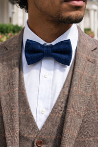 Herenstropdas van marineblauwe tweedwolmix