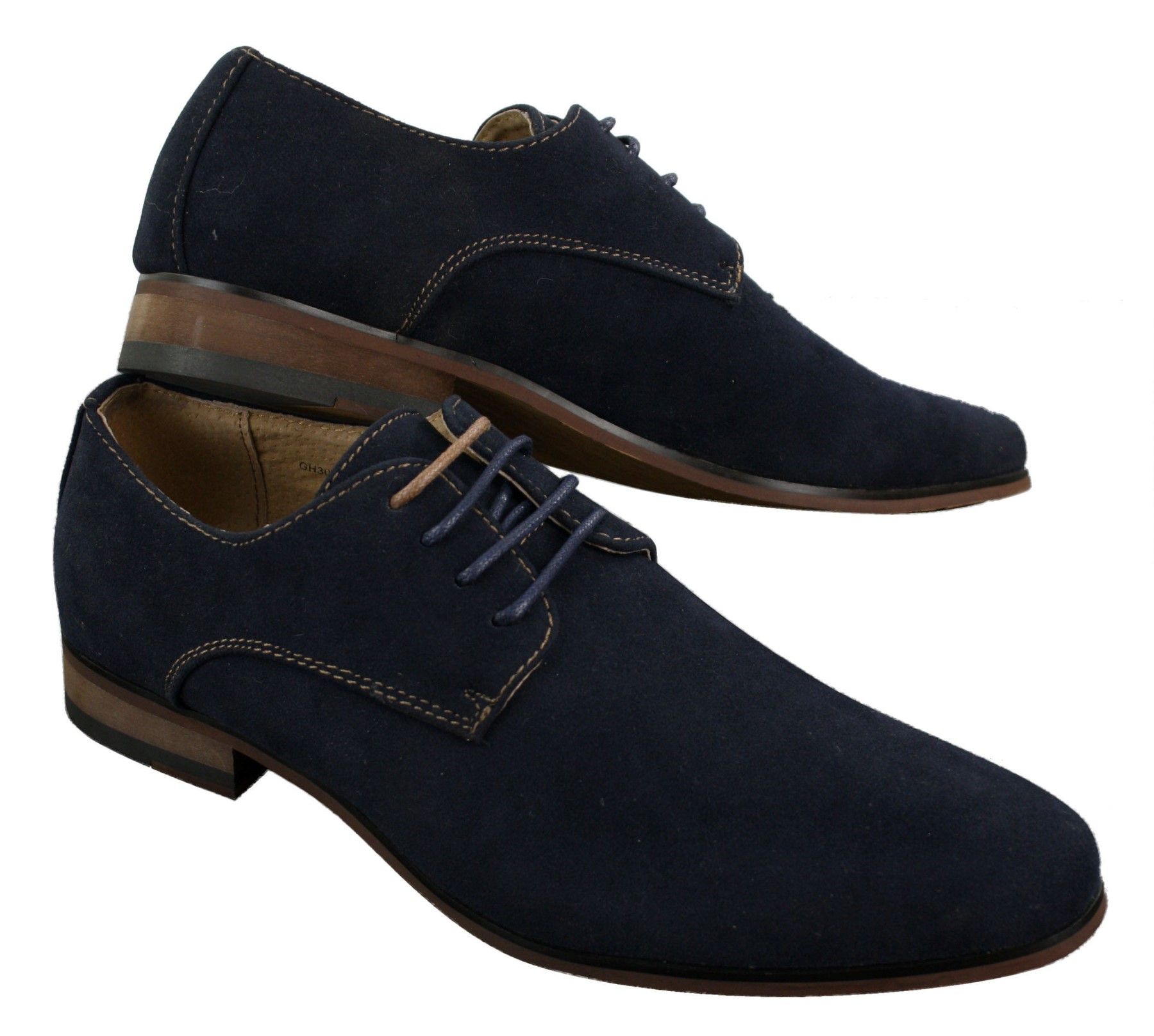 Mens Nubuck Suede Laced Smart Casual Shoes Navy Blue Brown Black