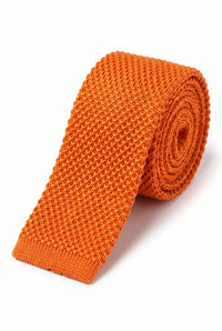 Oranje gebreide polyester stropdas voor heren
