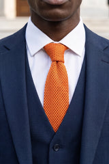 Oranje gebreide polyester stropdas voor heren