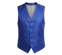 Herenset met paisleyprint, bestaande uit een 3-delige set met vlinderdas, zakdoek en vest - Blauw