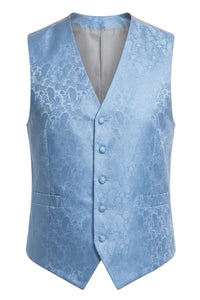 Herenset met paisleyprint, bloemenmotief, 3-delige set, inclusief vlinderdas, zakdoek en vest - Sky