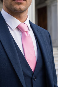 Roze, smalle herenstropdas van 6 cm, effen kleur.