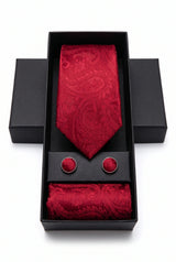 Cadeauset met rode paisley stropdas voor heren