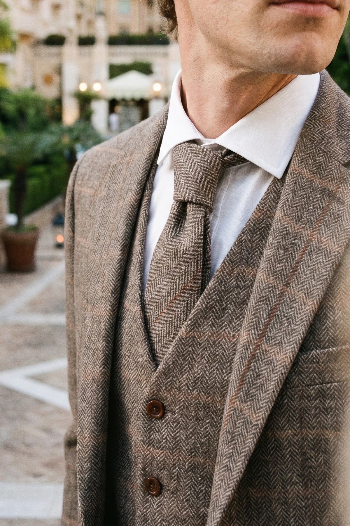Rode stropdas van wollen tweed voor heren