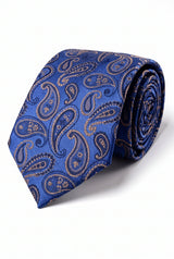 Koningsblauwe heren das met paisley-patroon