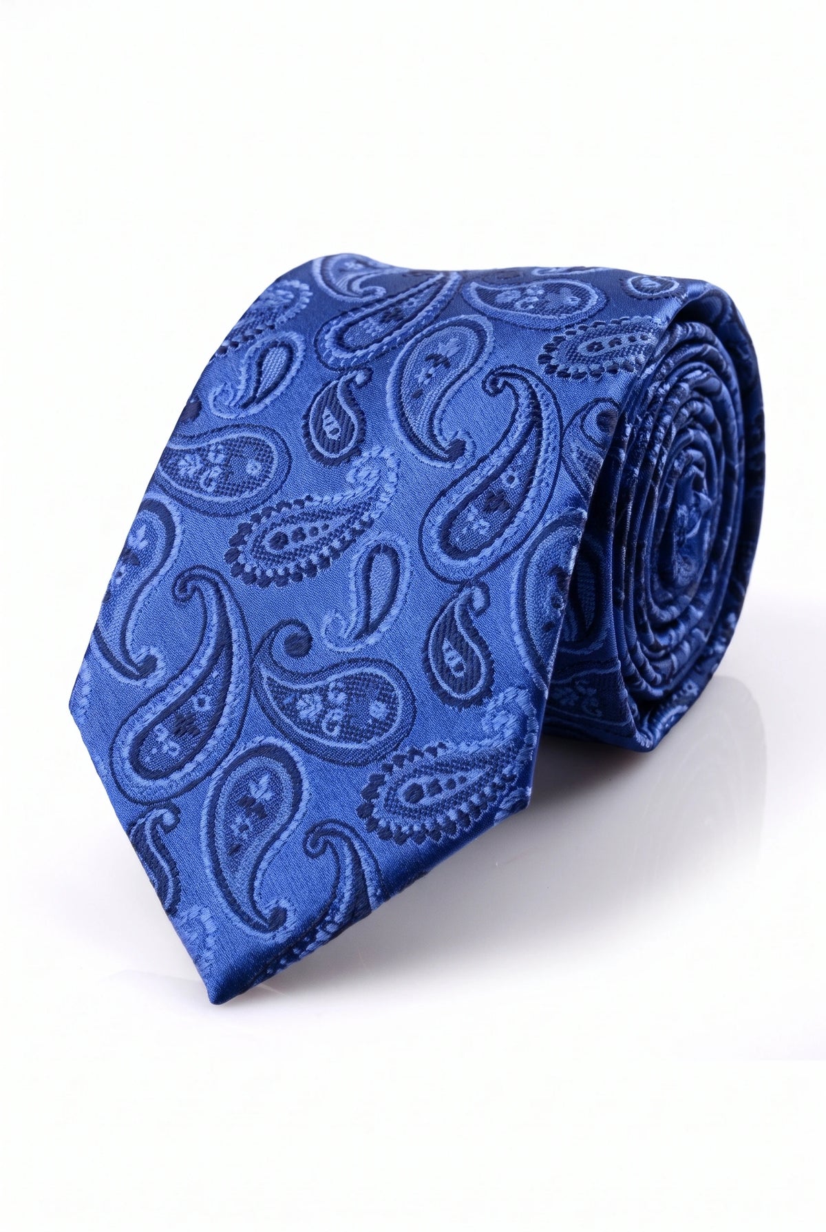Koningsblauwe paisley stropdas voor heren