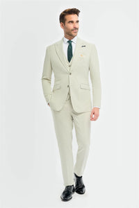 Heren Sage Green Tailored Fit Blazer