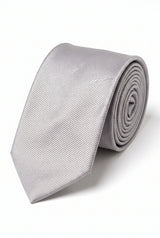 Zilveren, smalle stropdas voor heren, 6 cm breed, effen kleur.