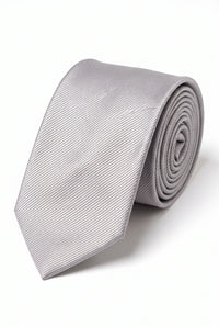 Zilveren, smalle stropdas voor heren, 6 cm breed, effen kleur.