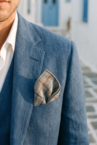 Herenpochet van zilverkleurige tweed
