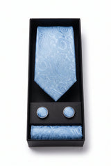 Cadeauset met lichtblauwe paisley stropdas voor heren
